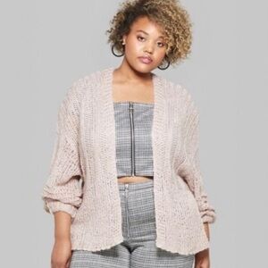 NWT Dusty Rose Pink Purple Open Knit Front Cardigan Shrug New Wild Fable